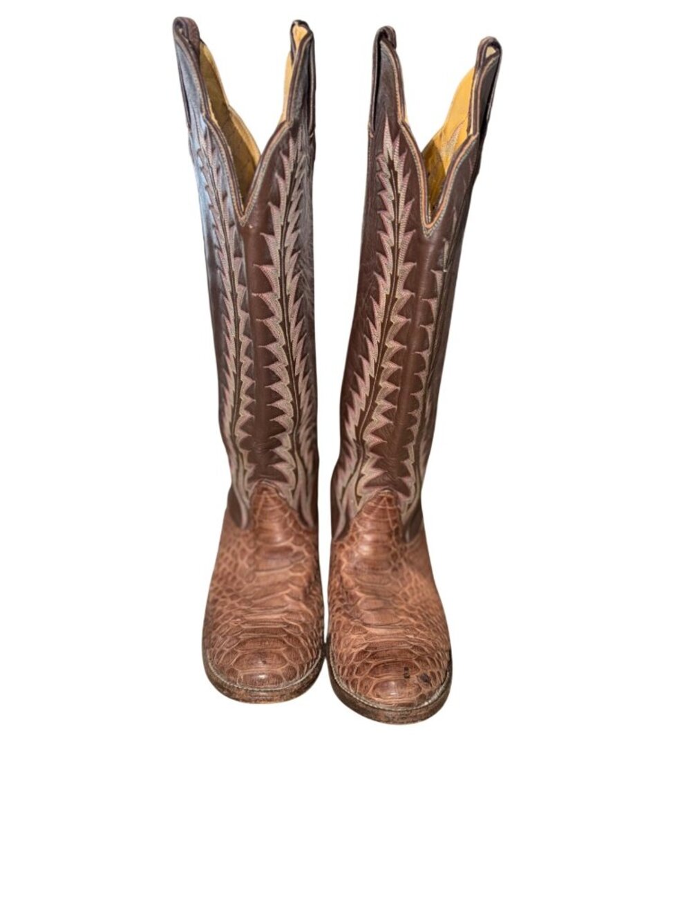 Vintage Tony Lama Brown Python Leather Cowboy Western Boots Style 4840 women 6.5 - Picture 12 of 13